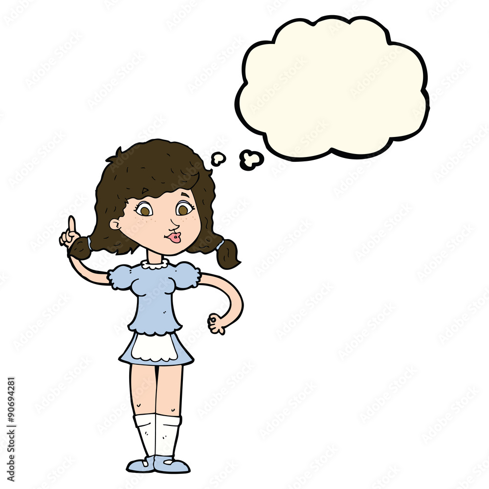 cartoon pretty maid woman with thought bubble cartoon pretty maid woman with thought bubble