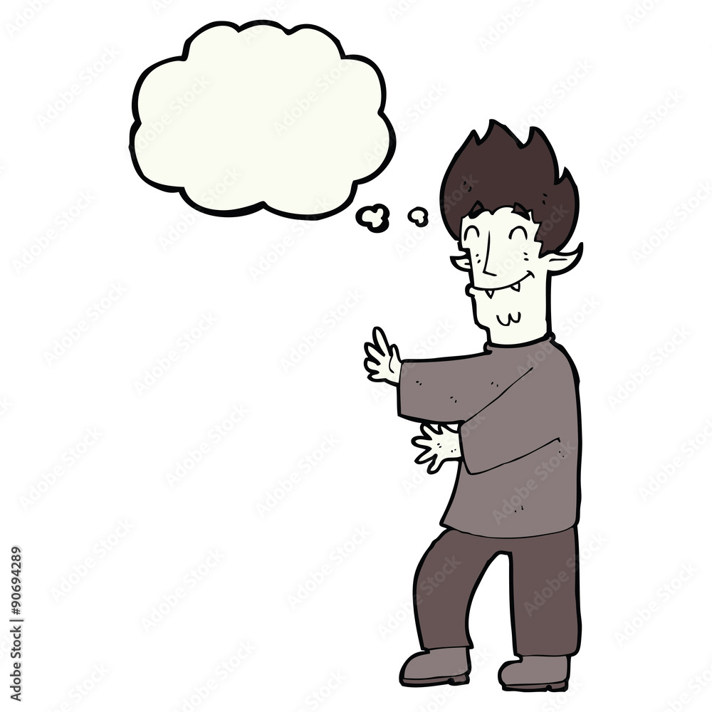cartoon excited vampire with thought bubble cartoon excited vampire with thought bubble
