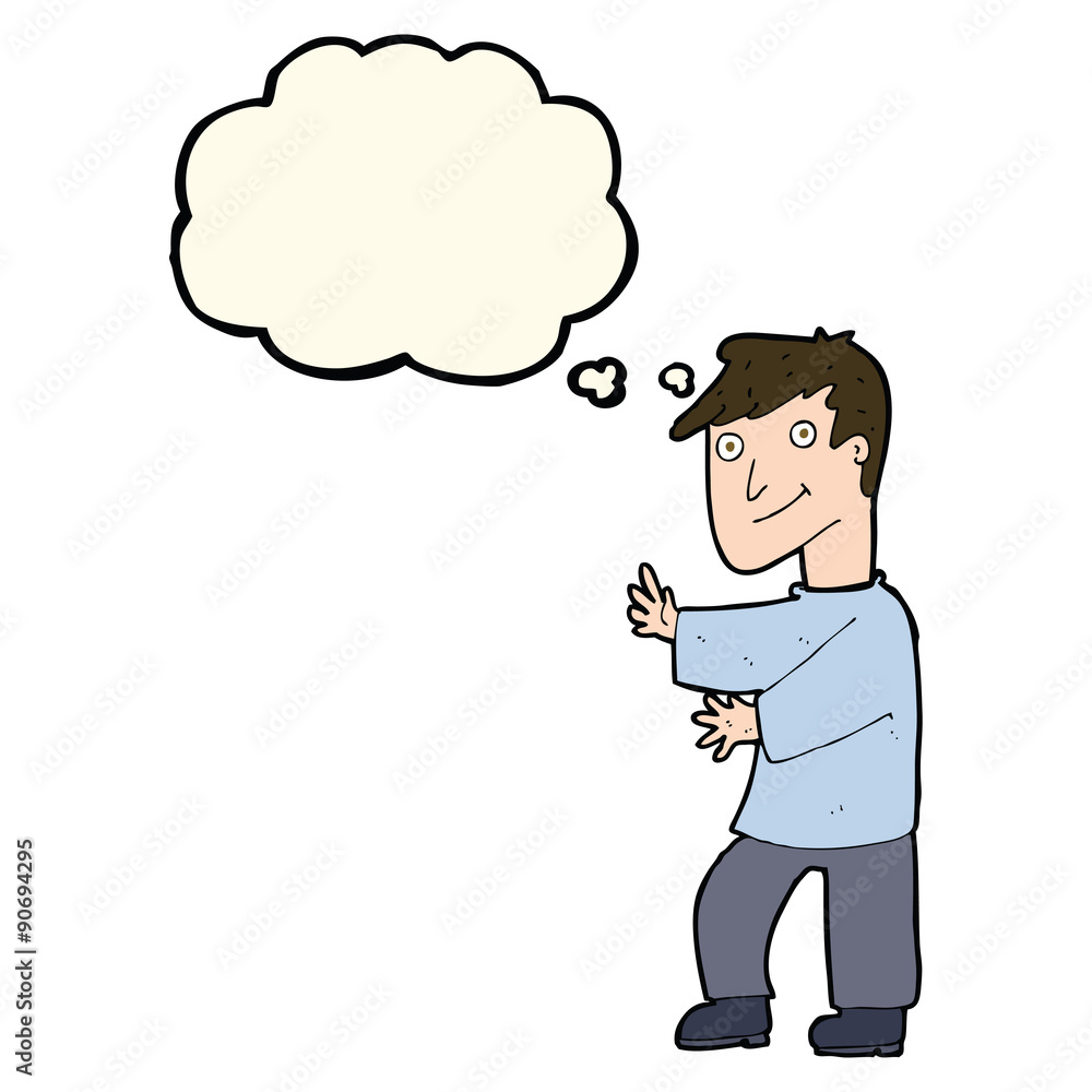 cartoon happy man with thought bubble cartoon happy man with thought bubble