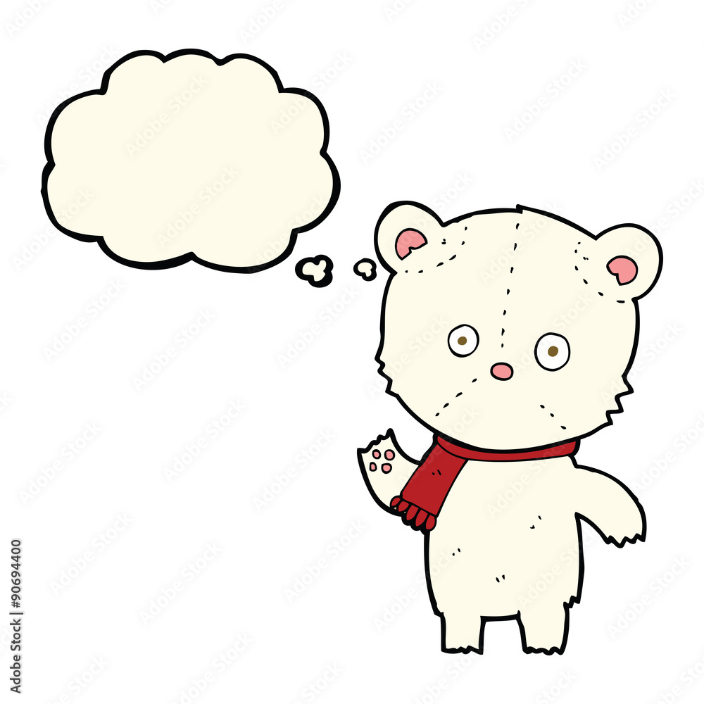 cartoon waving polar bear with thought bubble cartoon waving polar bear with thought bubble
