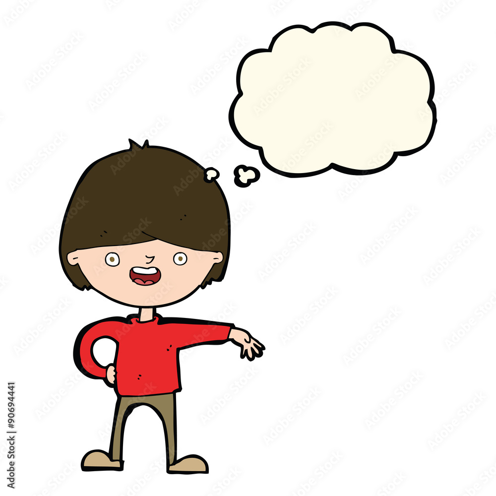 cartoon happy man with thought bubble cartoon happy man with thought bubble