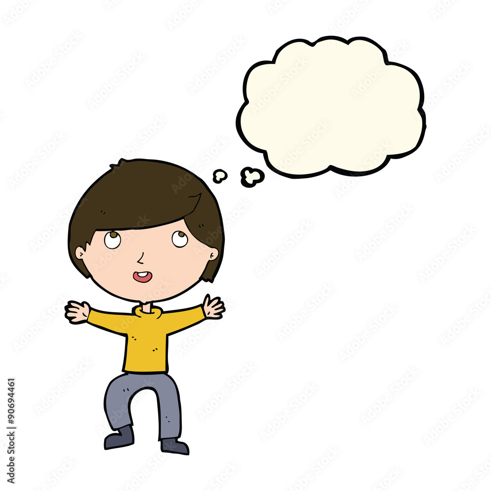 cartoon happy boy with thought bubble cartoon happy boy with thought bubble