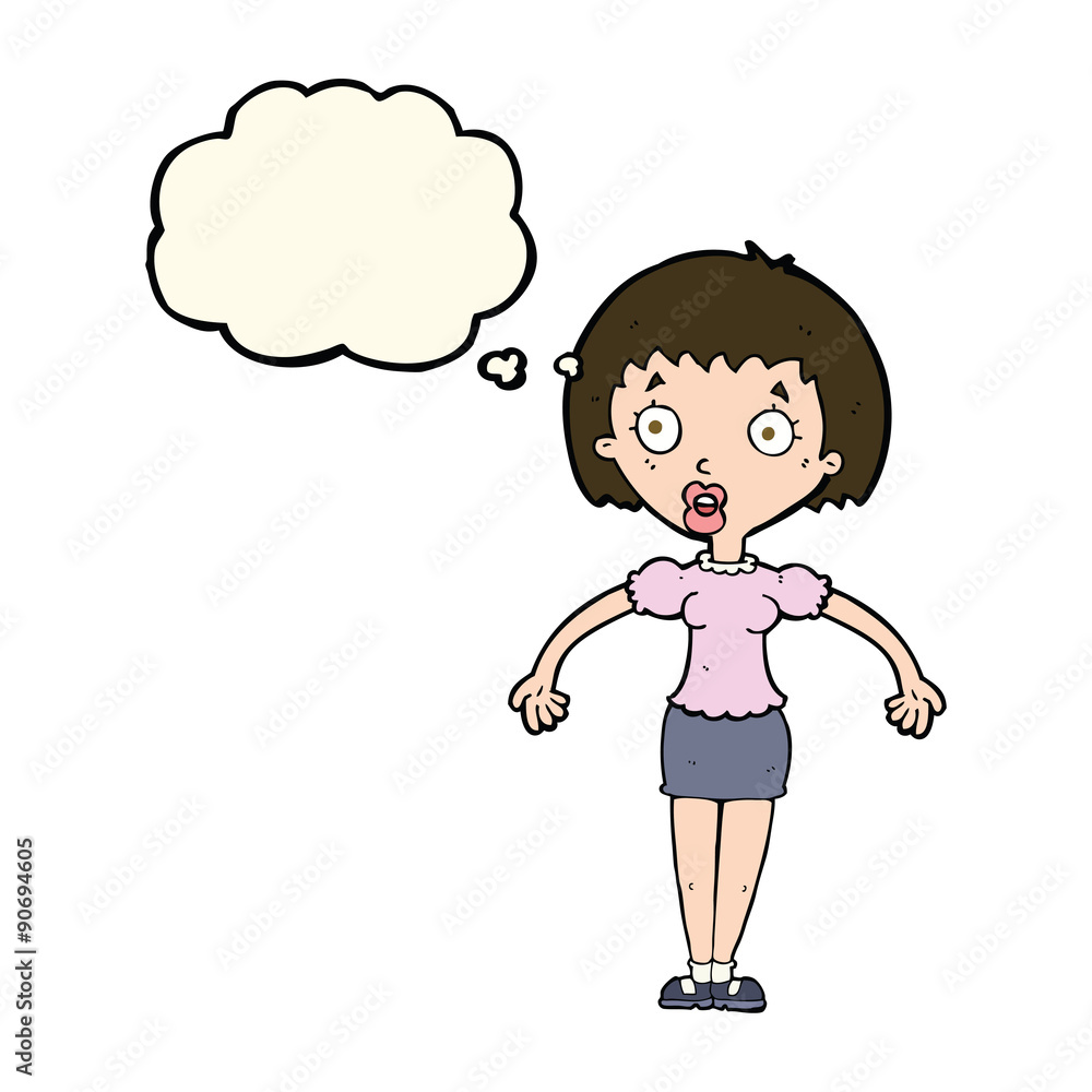 cartoon confused woman shrugging shoulders with thought bubble cartoon confused woman shrugging shoulders with thought bubble