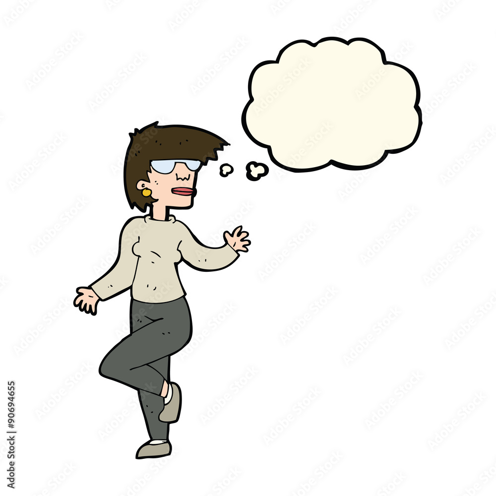 Fototapeta premium cartoon woman waving with thought bubble