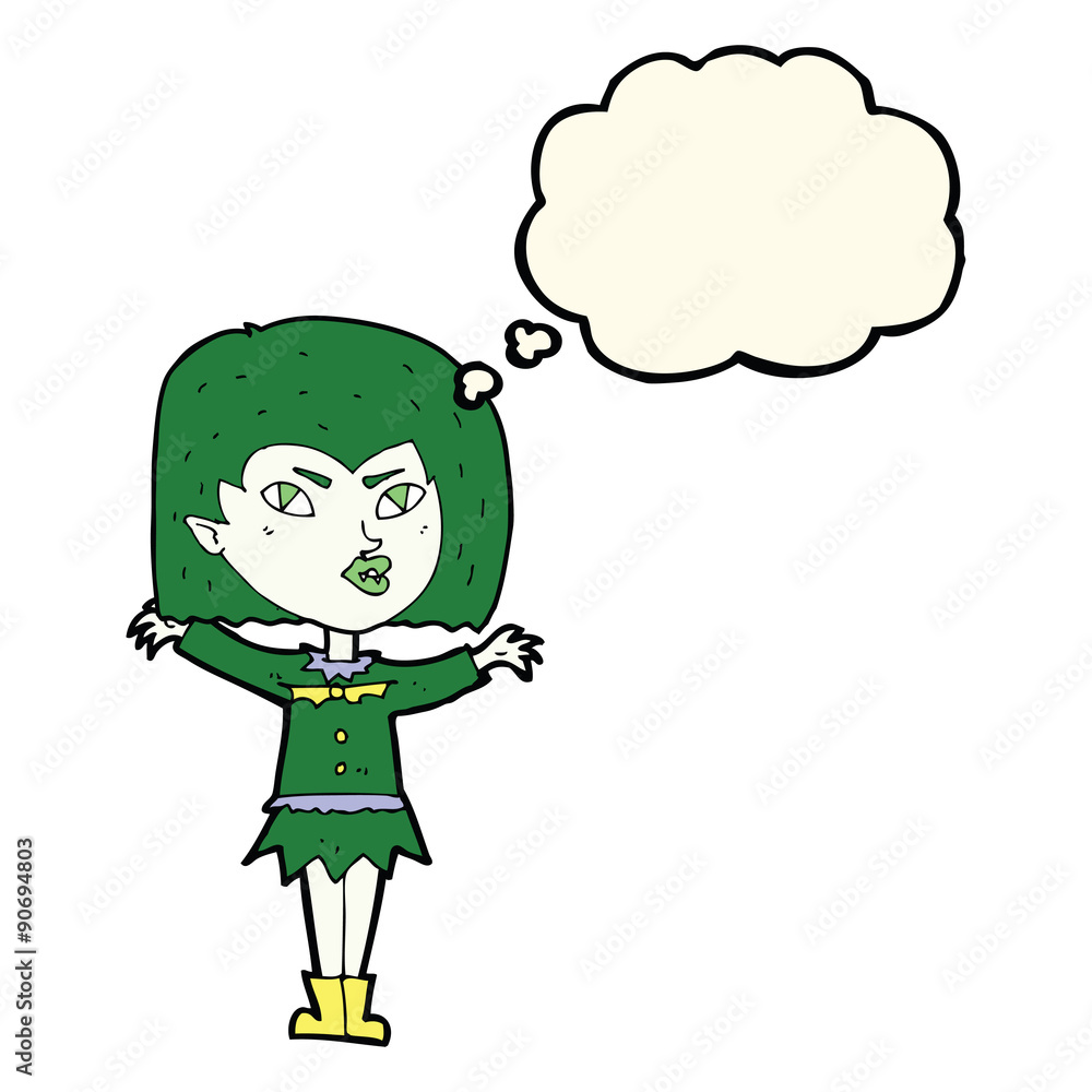 cartoon vampire girl with thought bubble cartoon vampire girl with thought bubble