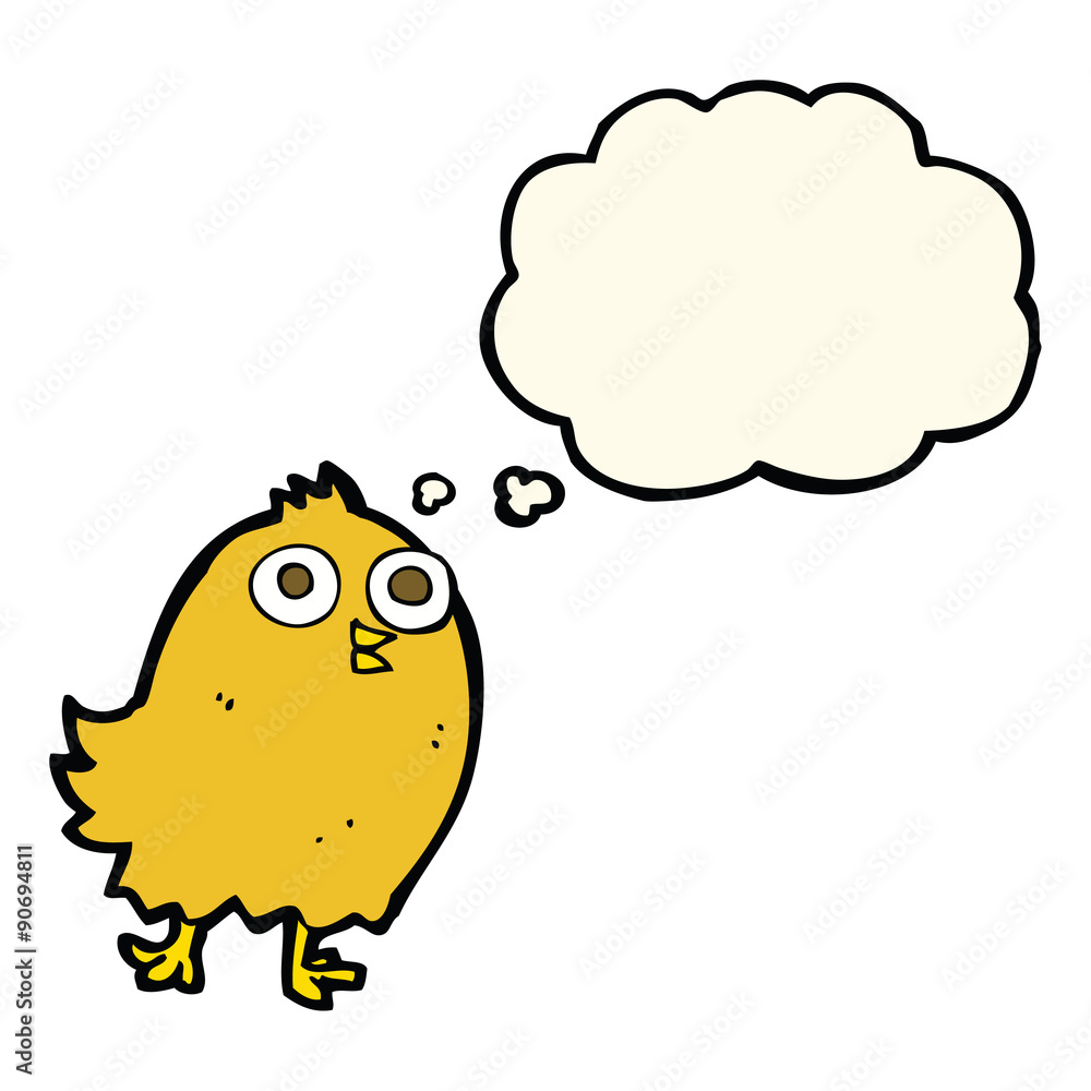 cartoon happy bird with thought bubble cartoon happy bird with thought bubble