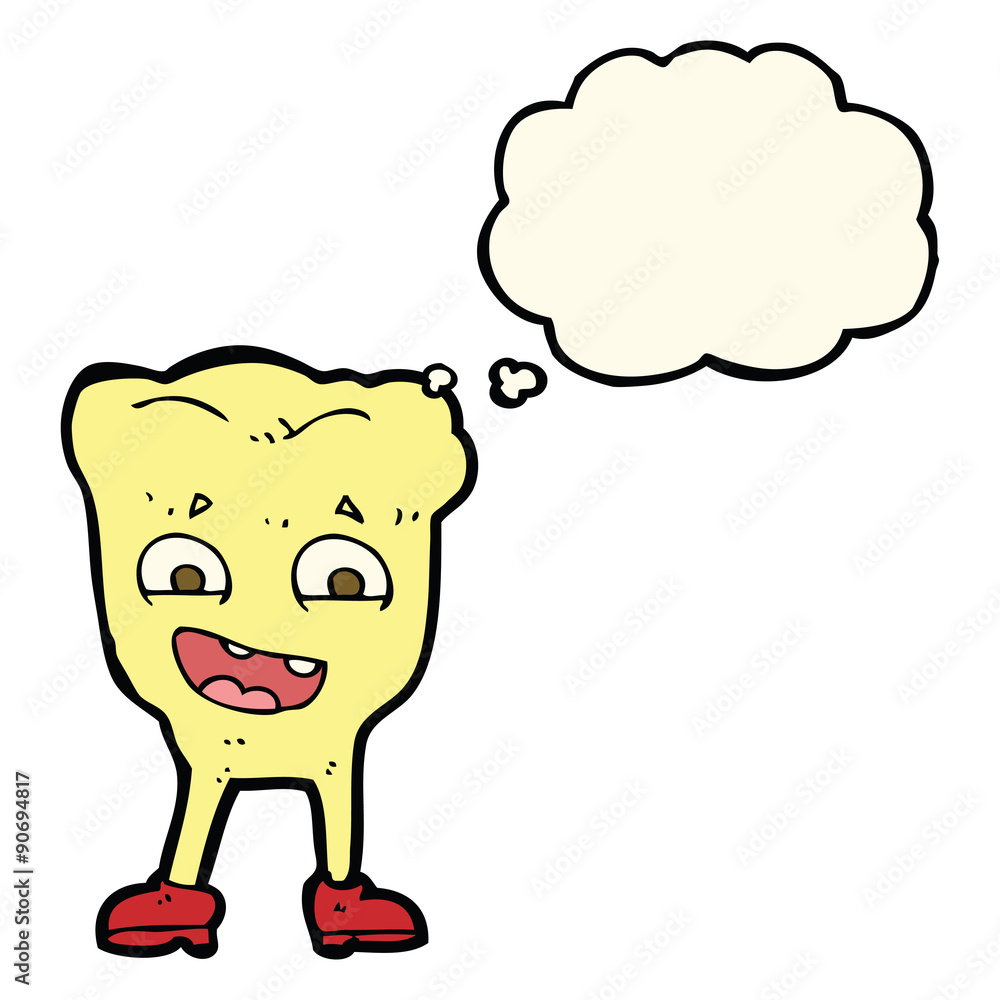 cartoon yellow tooth with thought bubble cartoon yellow tooth with thought bubble