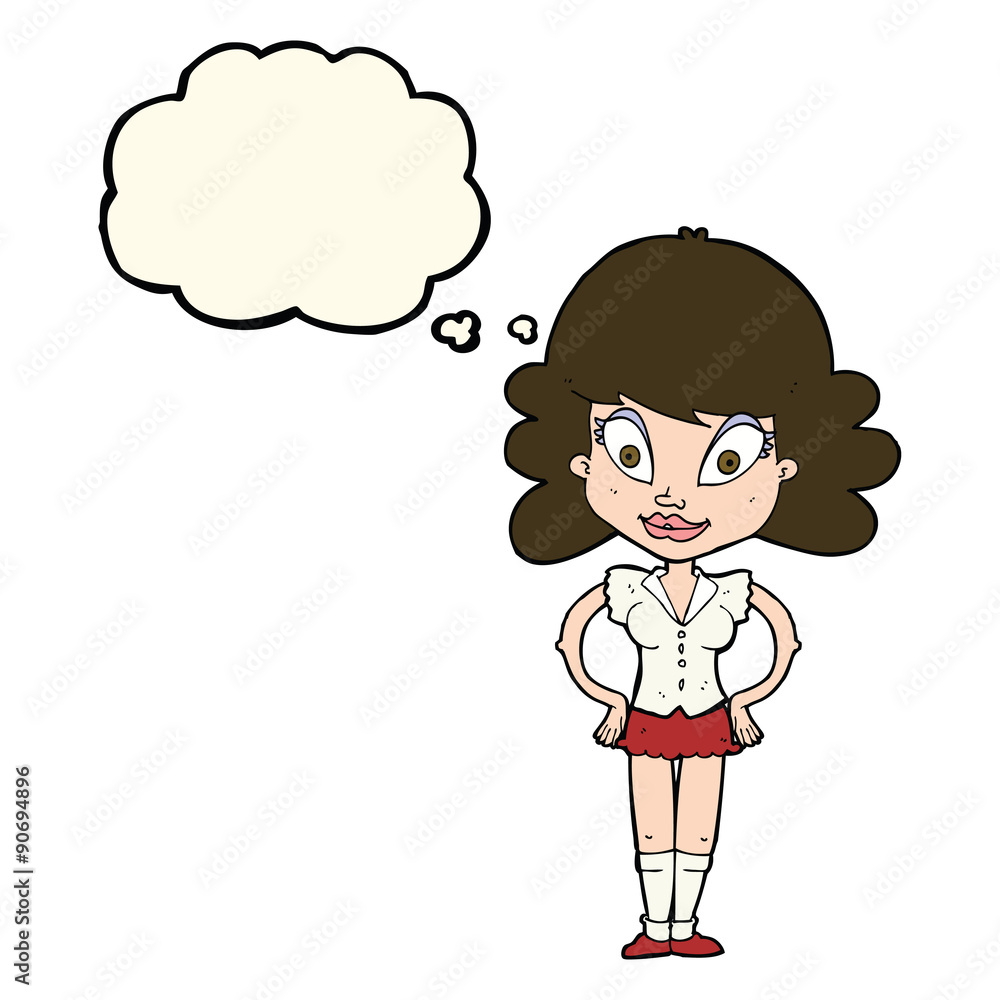 cartoon pretty woman with thought bubble cartoon pretty woman with thought bubble