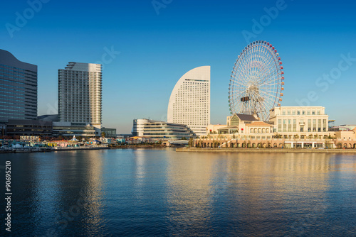 Canvas Print Skyline of Yokohama Cityscape, Japan at Minato Mirai 21 Area