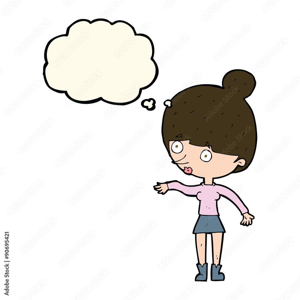 cartoon surprised woman with thought bubble cartoon surprised woman with thought bubble