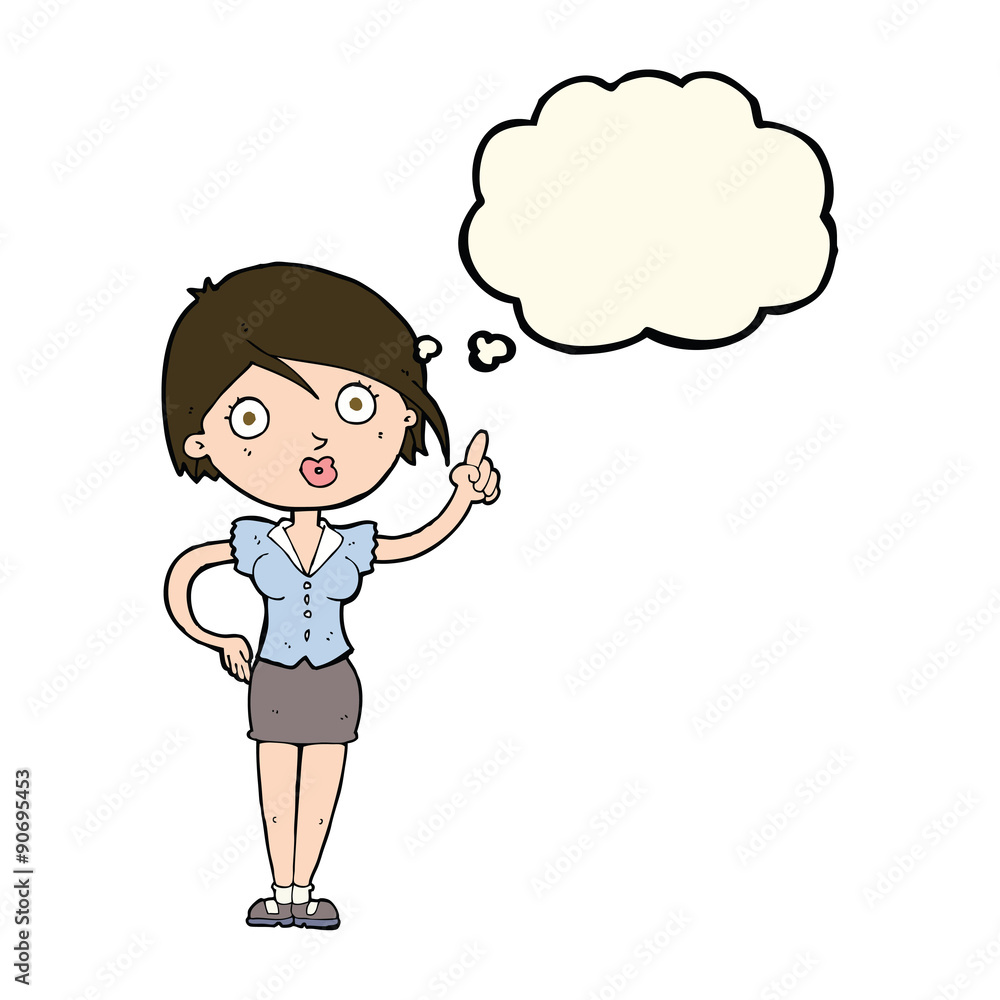 cartoon pretty woman with idea with thought bubble cartoon pretty woman with idea with thought bubble