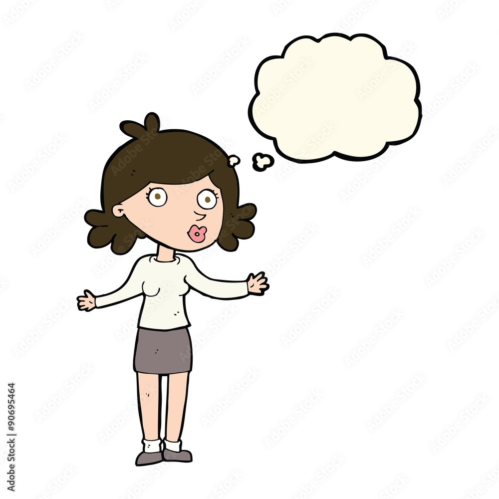 cartoon confused woman with thought bubble cartoon confused woman with thought bubble