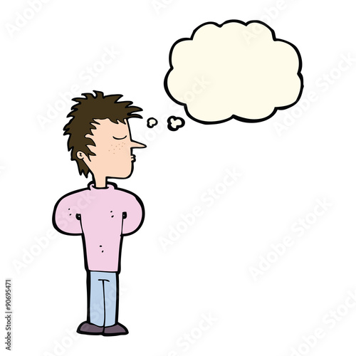 cartoon man ignoring with thought bubble