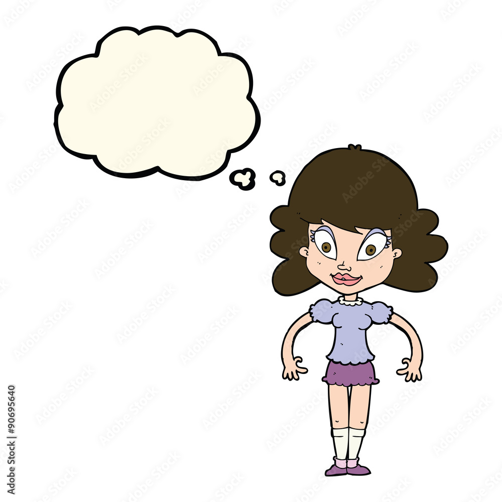 cartoon pretty woman with thought bubble cartoon pretty woman with thought bubble