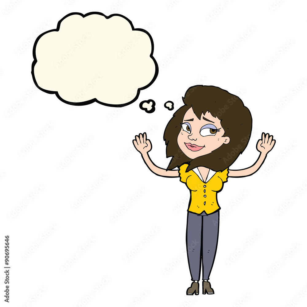 cartoon woman giving up with thought bubble cartoon woman giving up with thought bubble