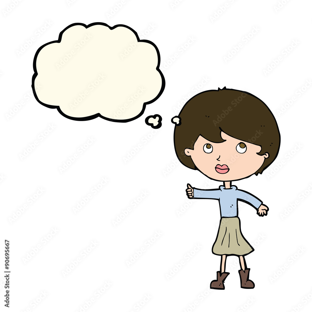 cartoon woman asking question with thought bubble cartoon woman asking question with thought bubble