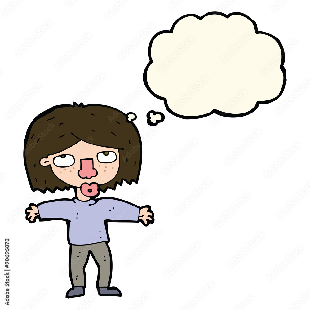 cartoon girl looking upwards with thought bubble cartoon girl looking upwards with thought bubble