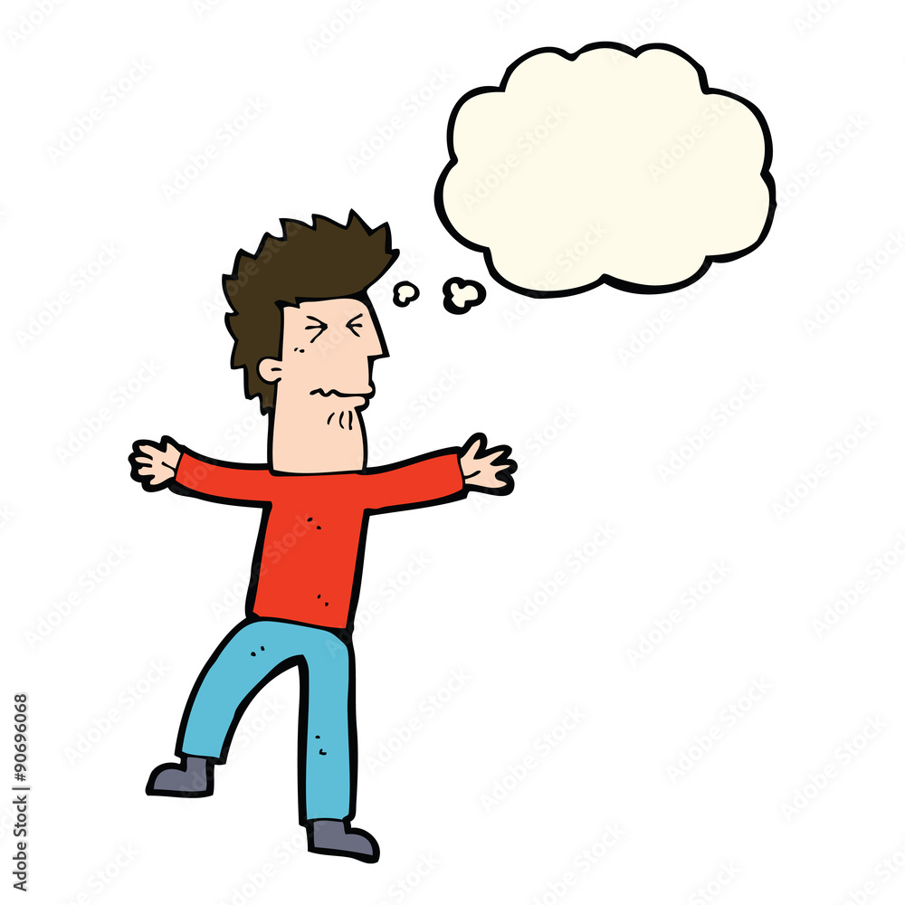 cartoon stressed man with thought bubble cartoon stressed man with thought bubble