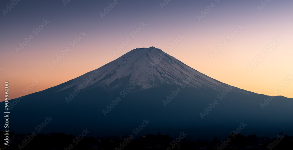 The mountain Fuji and lake kawaguchi at sunset The mountain Fuji and lake kawaguchi at sunset