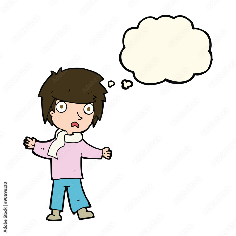 cartoon unhappy boy with thought bubble cartoon unhappy boy with thought bubble