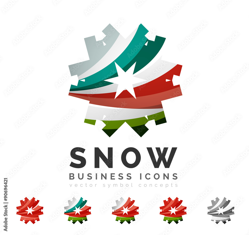 Set of abstract colorful snowflake logo icons, winter concepts Set of abstract colorful snowflake logo icons, winter concepts