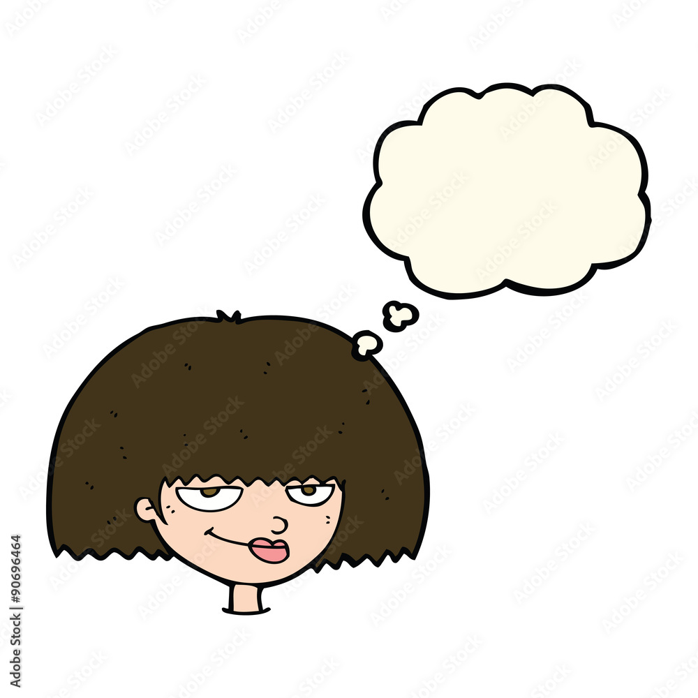 cartoon mean female face with thought bubble cartoon mean female face with thought bubble