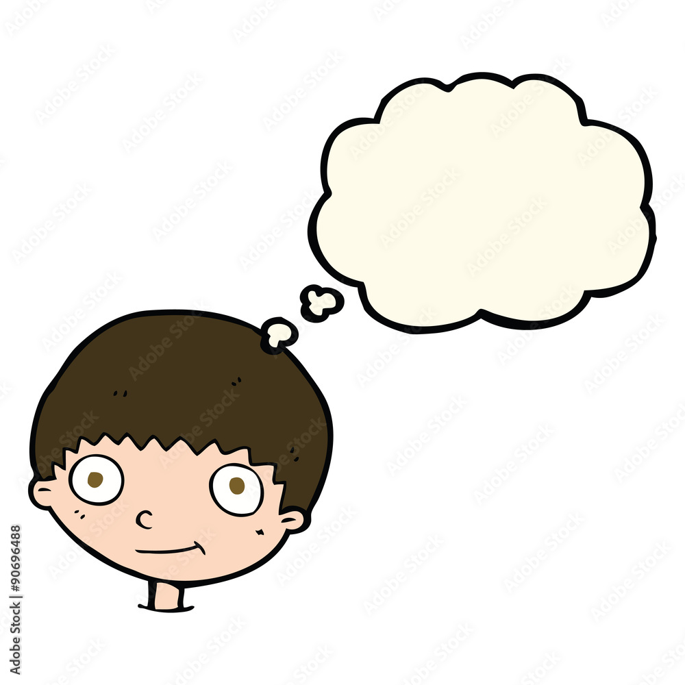 cartoon happy boy with thought bubble cartoon happy boy with thought bubble