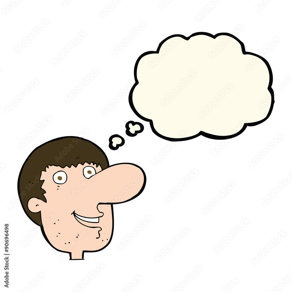 cartoon happy male face with thought bubble cartoon happy male face with thought bubble