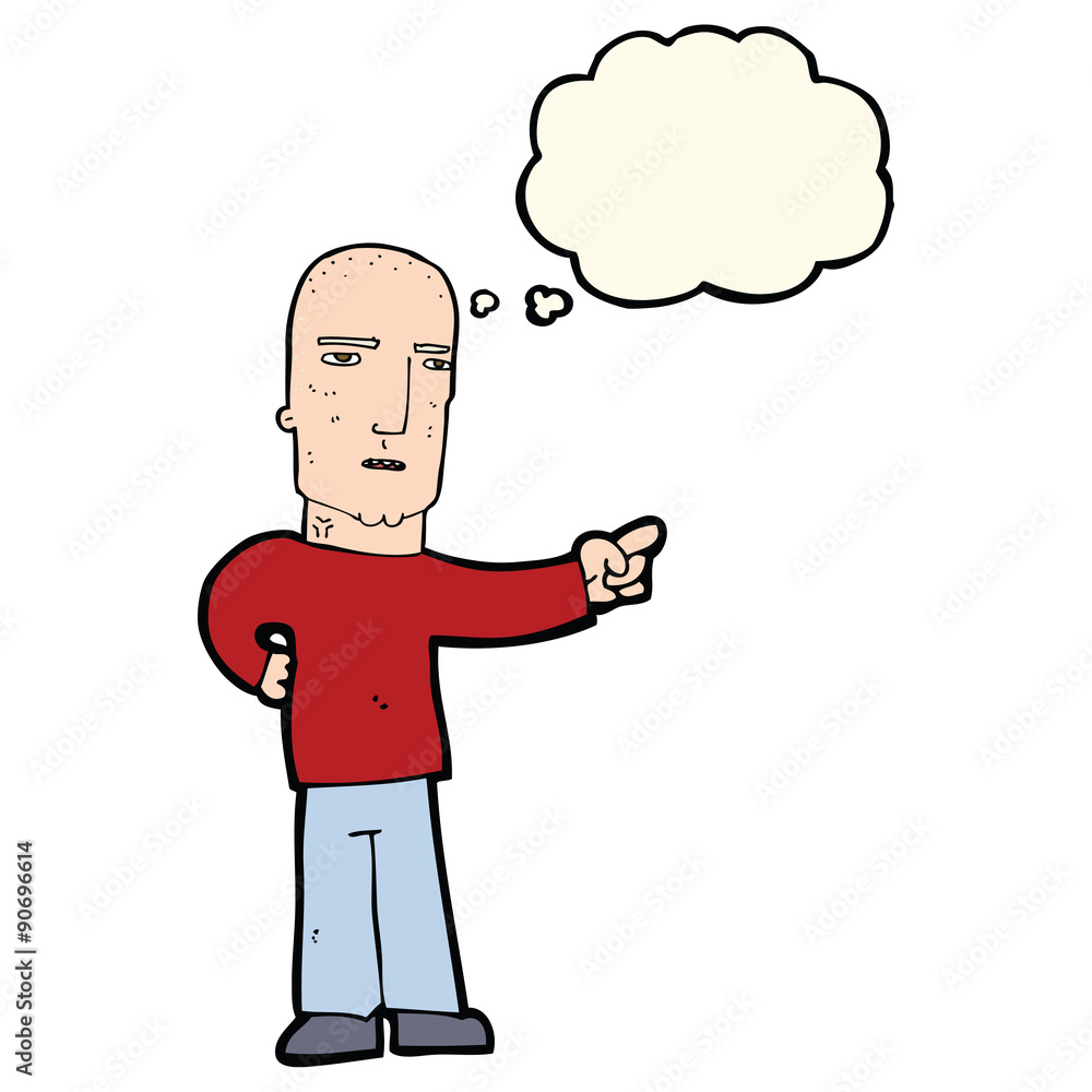 cartoon tough guy pointing with thought bubble cartoon tough guy pointing with thought bubble