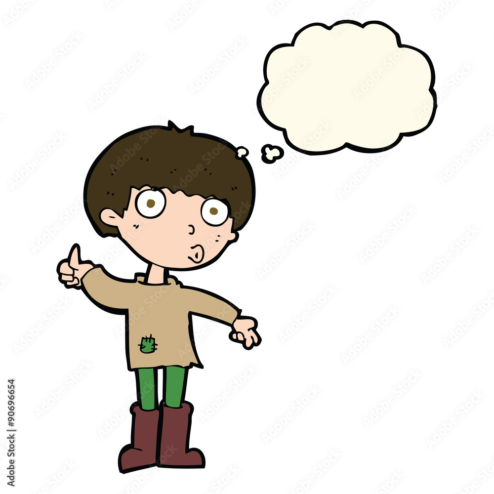 cartoon boy asking question with thought bubble cartoon boy asking question with thought bubble