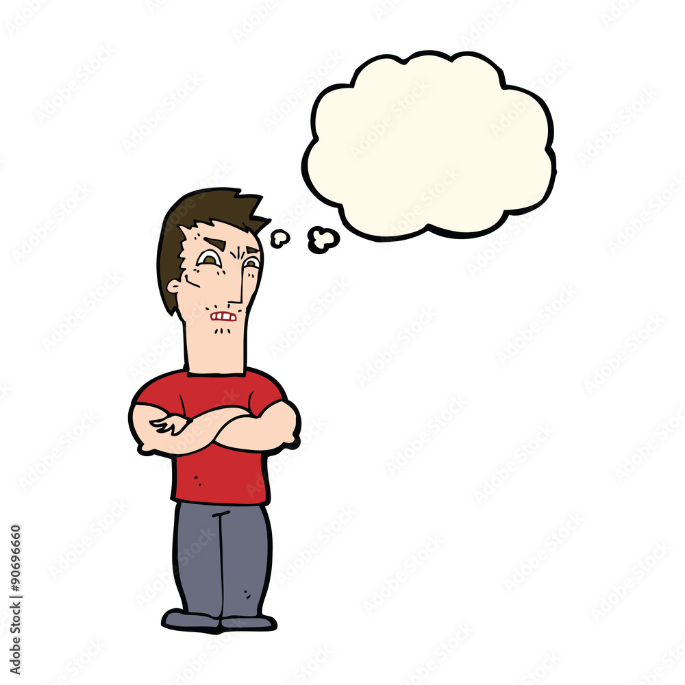 cartoon annoyed man with folded arms with thought bubble cartoon annoyed man with folded arms with thought bubble