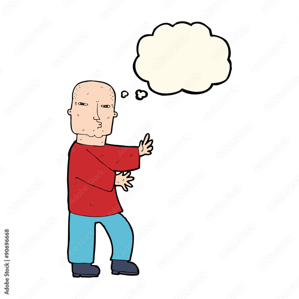 cartoon tough man with thought bubble cartoon tough man with thought bubble