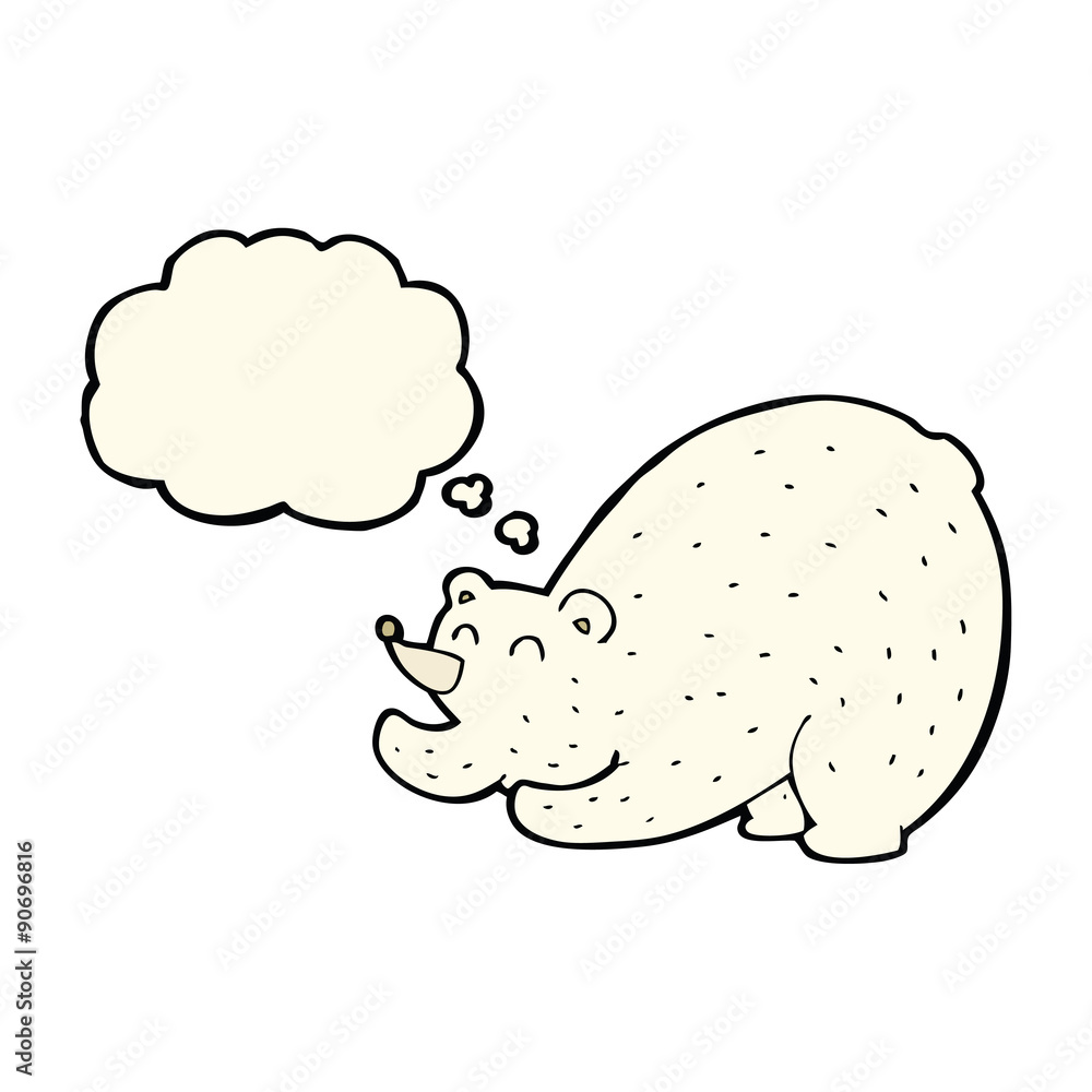 cartoon stretching polar bear with thought bubble cartoon stretching polar bear with thought bubble