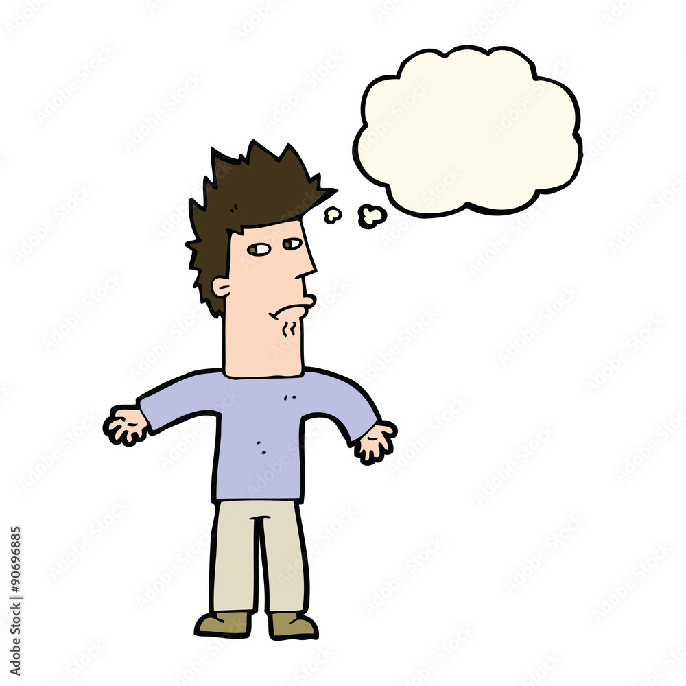 cartoon confused man with thought bubble cartoon confused man with thought bubble