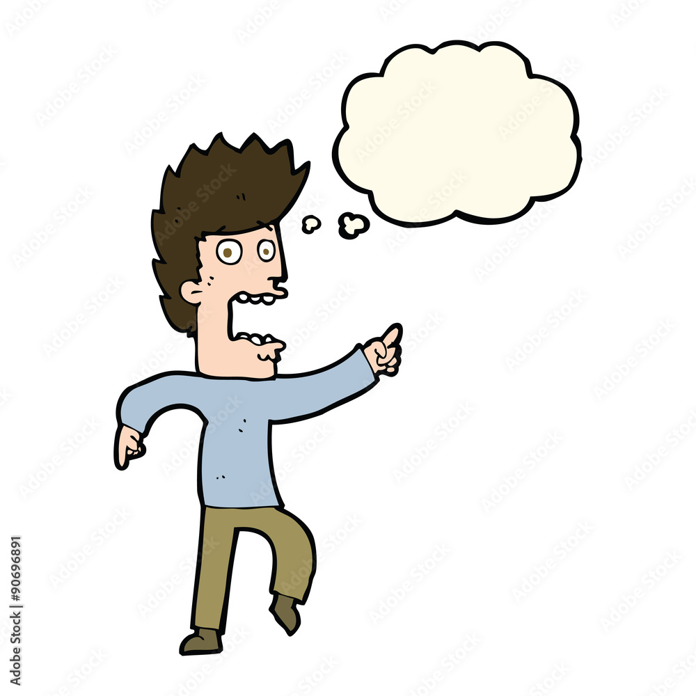 cartoon terrified man with thought bubble cartoon terrified man with thought bubble