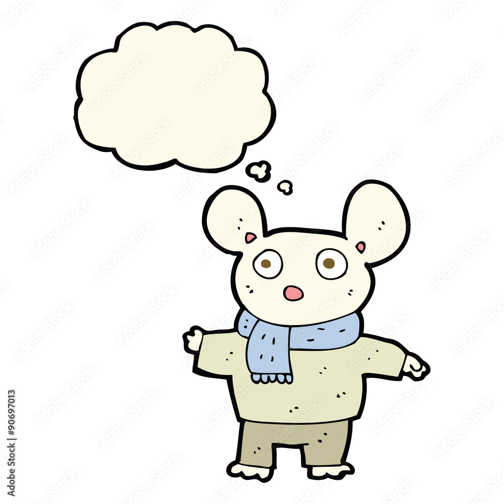 Fototapeta premium cartoon mouse in clothes with thought bubble