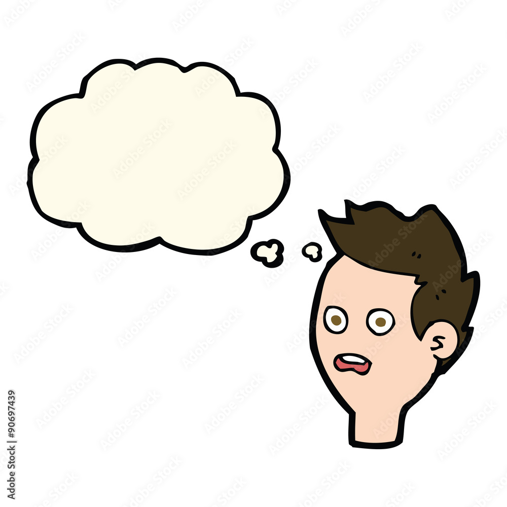 cartoon shocked man with thought bubble cartoon shocked man with thought bubble