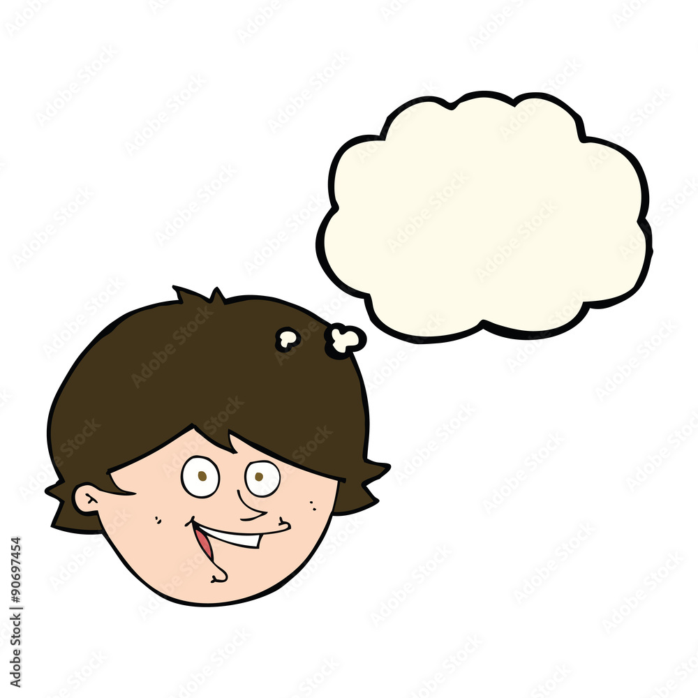 cartoon happy boy face with thought bubble cartoon happy boy face with thought bubble