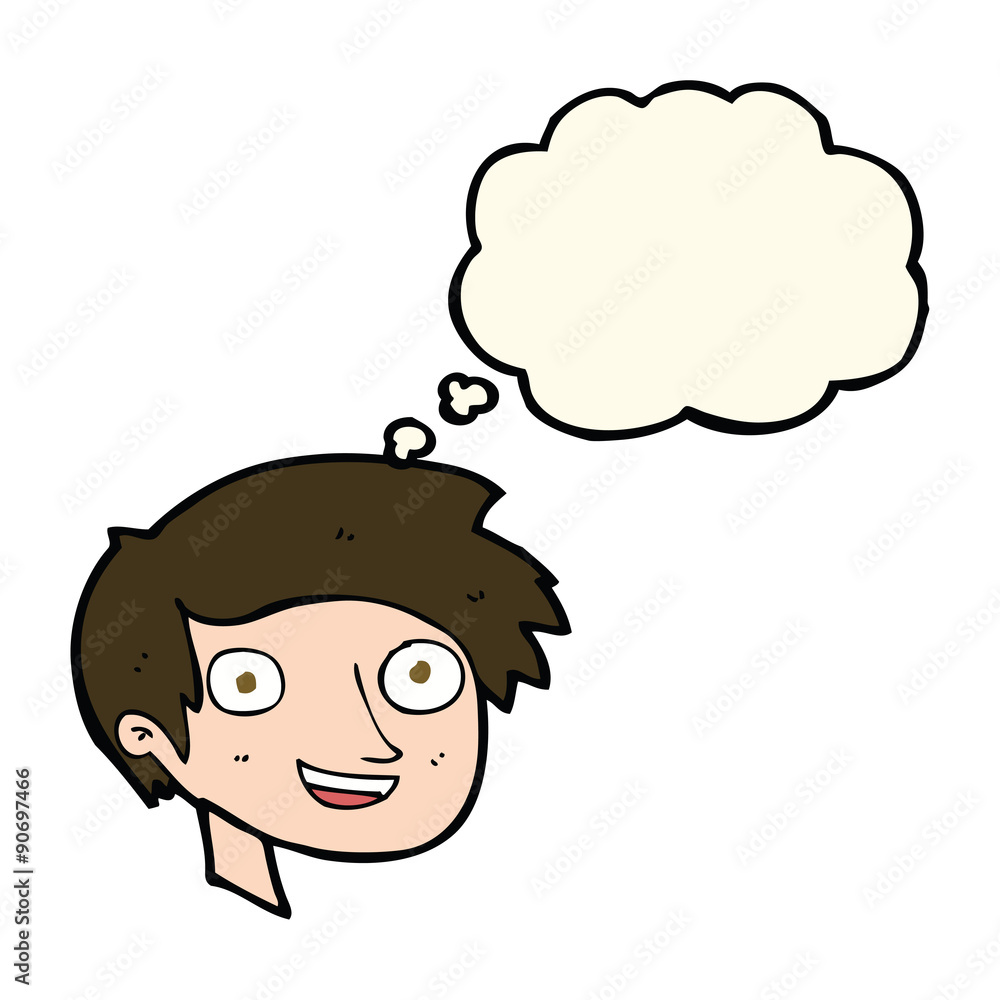 cartoon happy boy face with thought bubble cartoon happy boy face with thought bubble