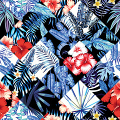 tropical floral patchwork trendy pattern