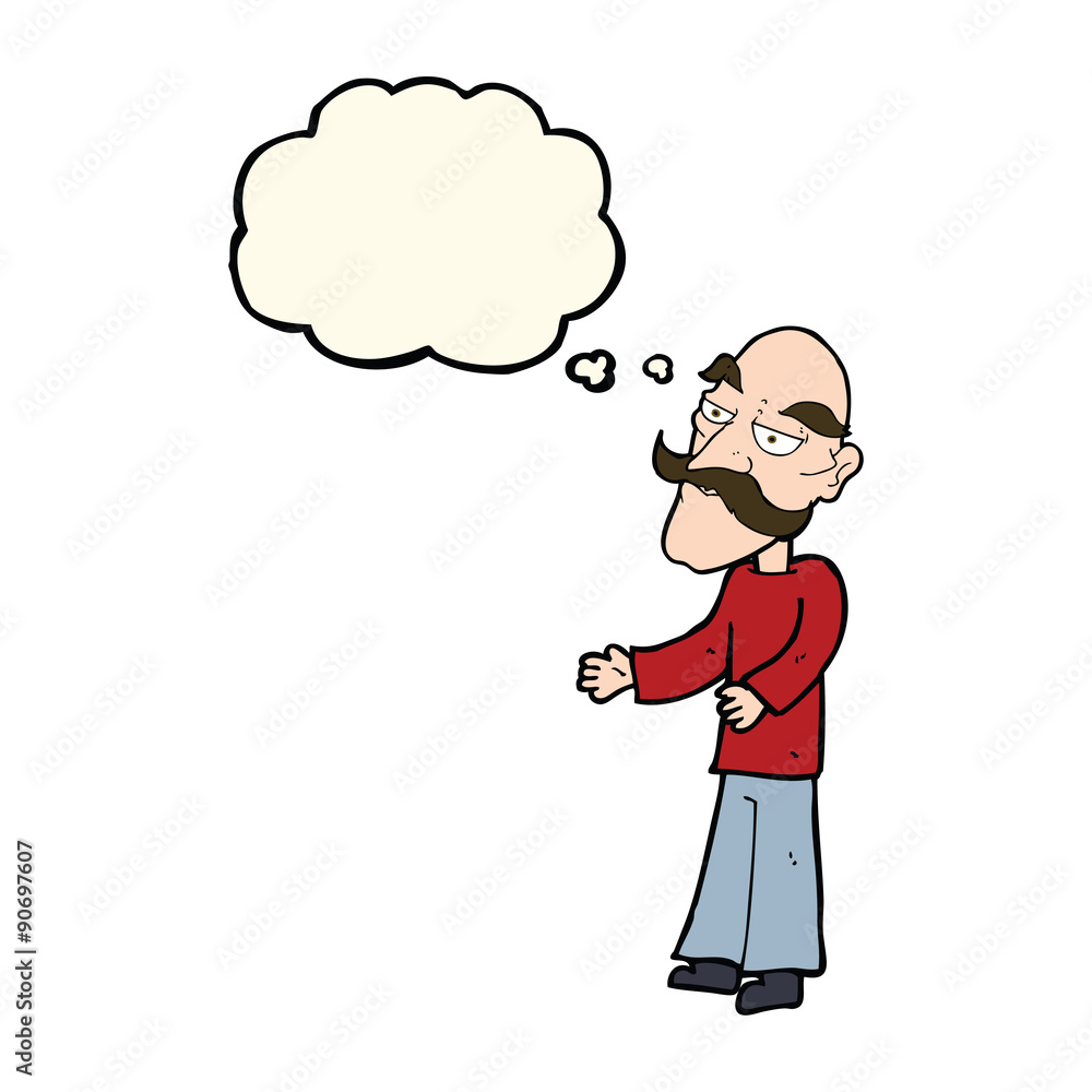 cartoon old man with mustache with thought bubble cartoon old man with mustache with thought bubble