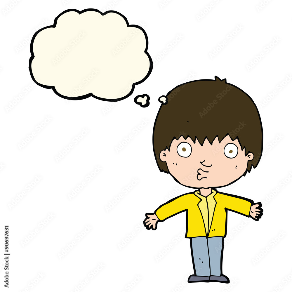 cartoon amazed boy with thought bubble cartoon amazed boy with thought bubble
