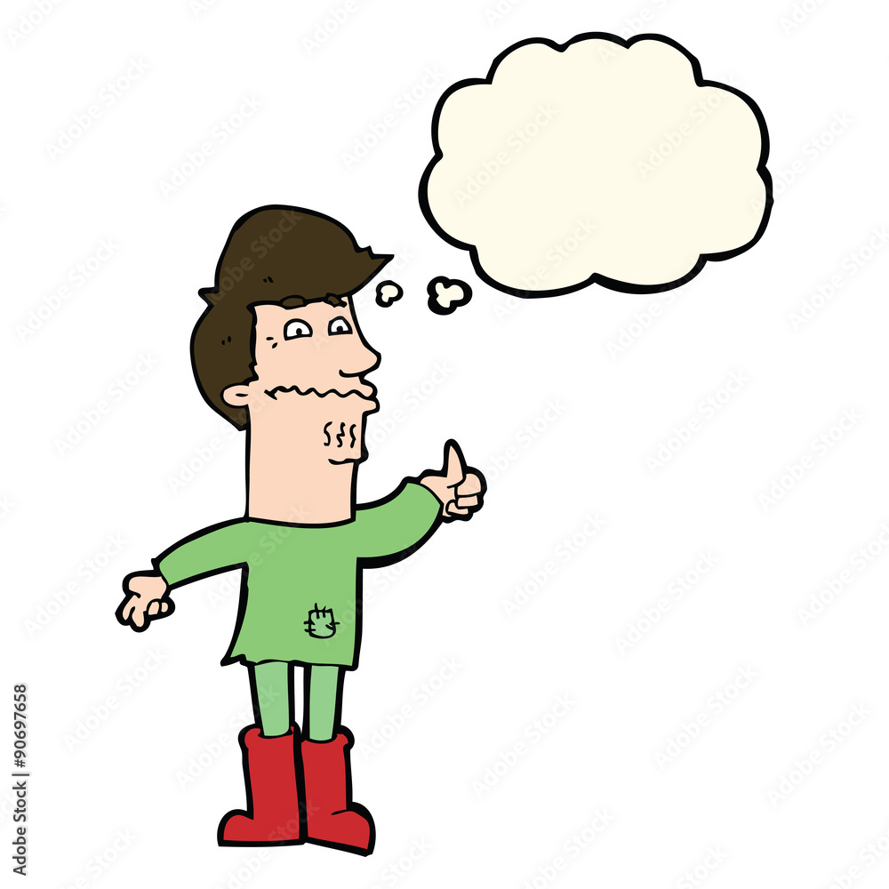 cartoon nervous man with thought bubble cartoon nervous man with thought bubble