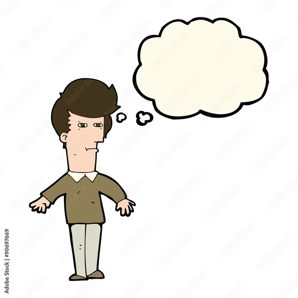 cartoon suspicious man with thought bubble cartoon suspicious man with thought bubble