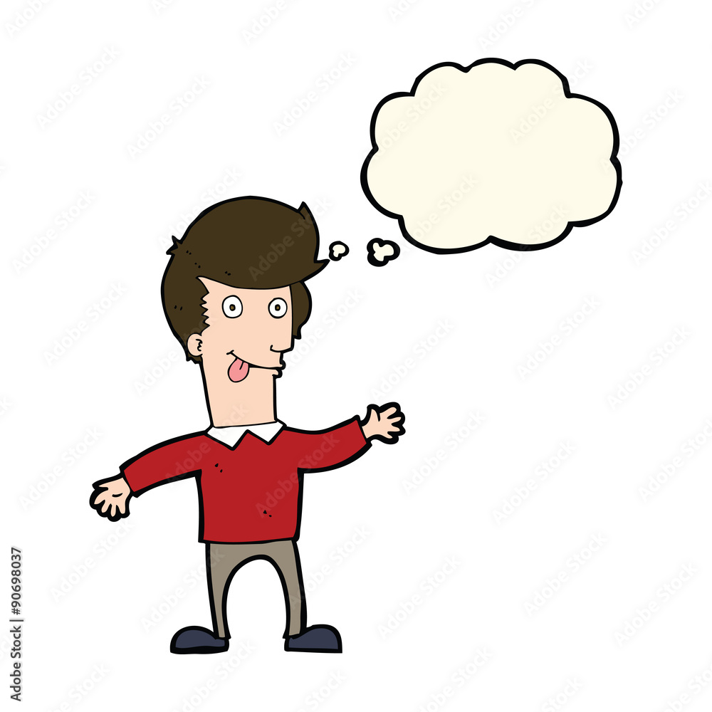 cartoon man sticking out tongue with thought bubble cartoon man sticking out tongue with thought bubble