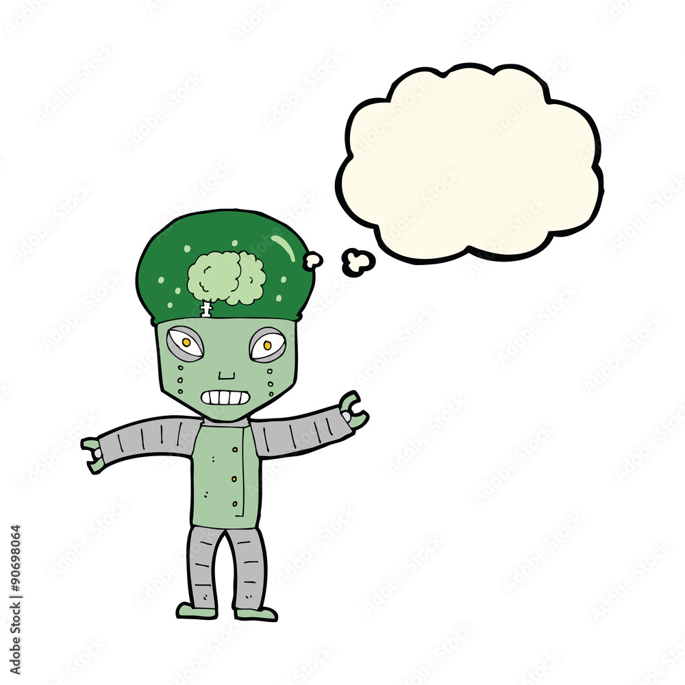 funny cartoon robot with thought bubble funny cartoon robot with thought bubble