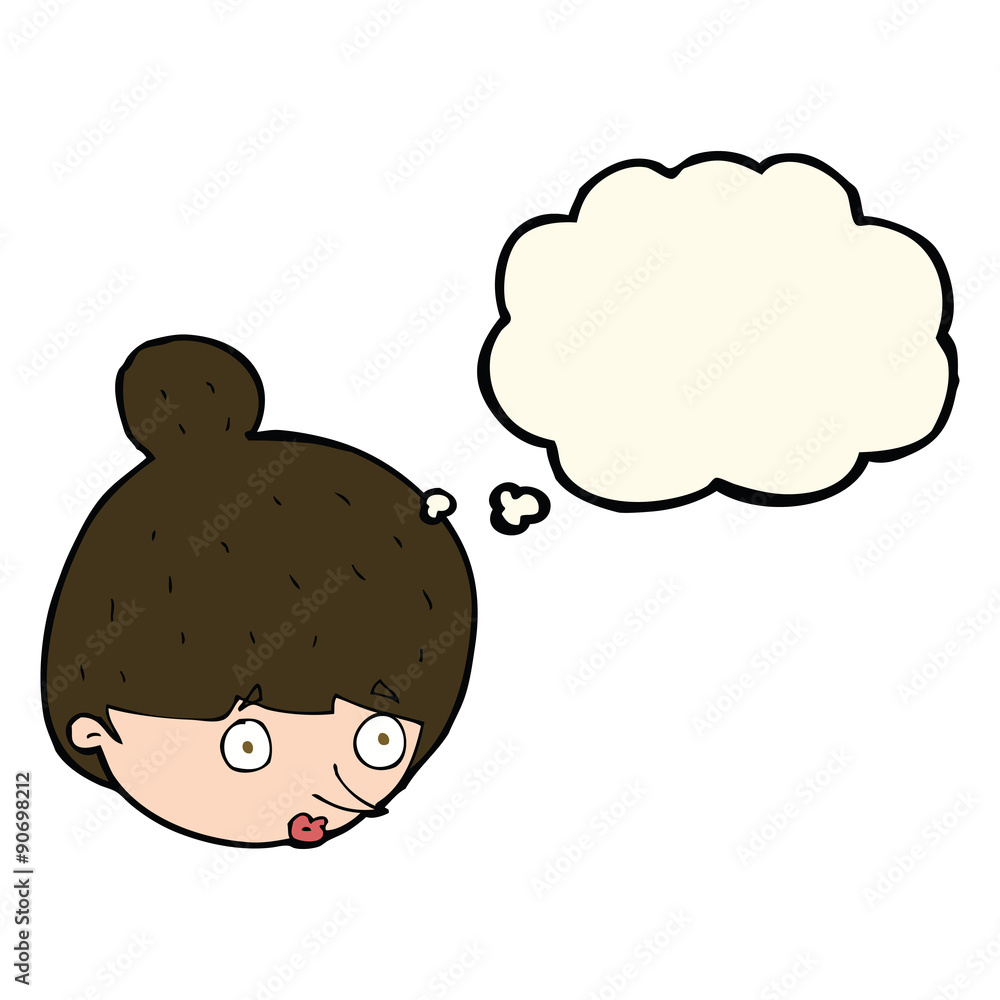 cartoon surprised woman's face with thought bubble cartoon surprised woman's face with thought bubble