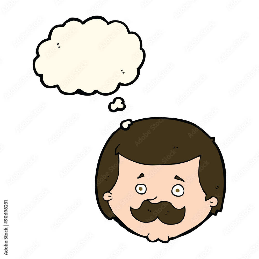cartoon man with mustache with thought bubble cartoon man with mustache with thought bubble