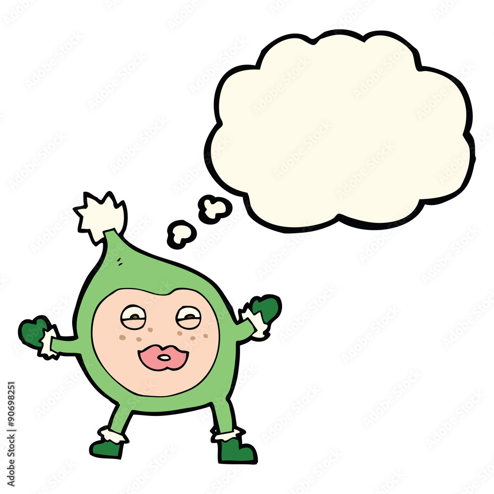 cartoon funny christmas creature with thought bubble cartoon funny christmas creature with thought bubble