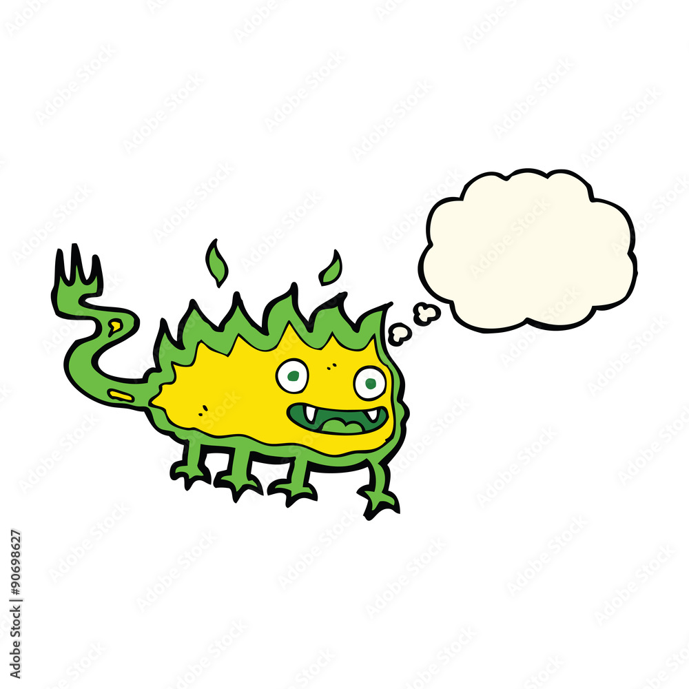 cartoon little fire demon with thought bubble cartoon little fire demon with thought bubble